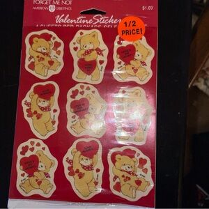 American Greetings Valentine's Day Teddy Bear Stickers - Red and Gold